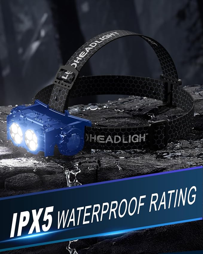 Headlamp Rechargeable 2PCS, 4500L Super Bright Light Bright LED Rechargeable - Image 6