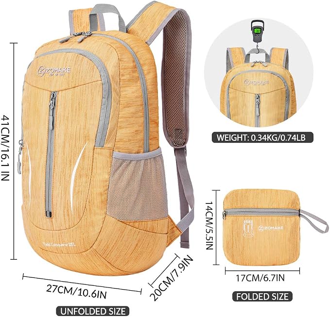 ZOMAKE 25L Ultra Lightweight Packable Backpack, Foldable Hiking Backpacks Water - Image 2
