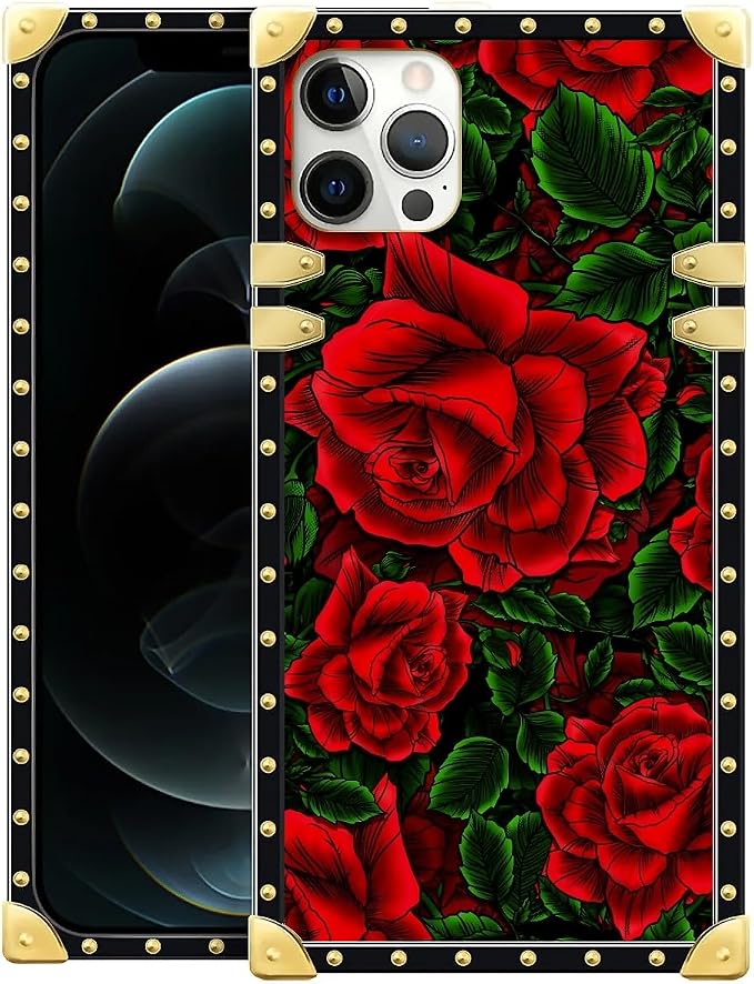 Compatible with iPhone 11 Pro Max Case, Vector Red Rose Green Leaf Luxury by Unknown