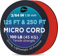 TECEUM Micro Paracord – 1.18 mm X 125 ft – Micro Utility Cord – Thin Braided by TECEUM