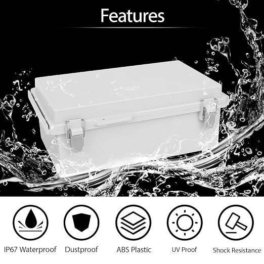 LeMotech Electrical Box, IP67 Waterproof Hinged Cover Stainless Steel Latch - Image 3