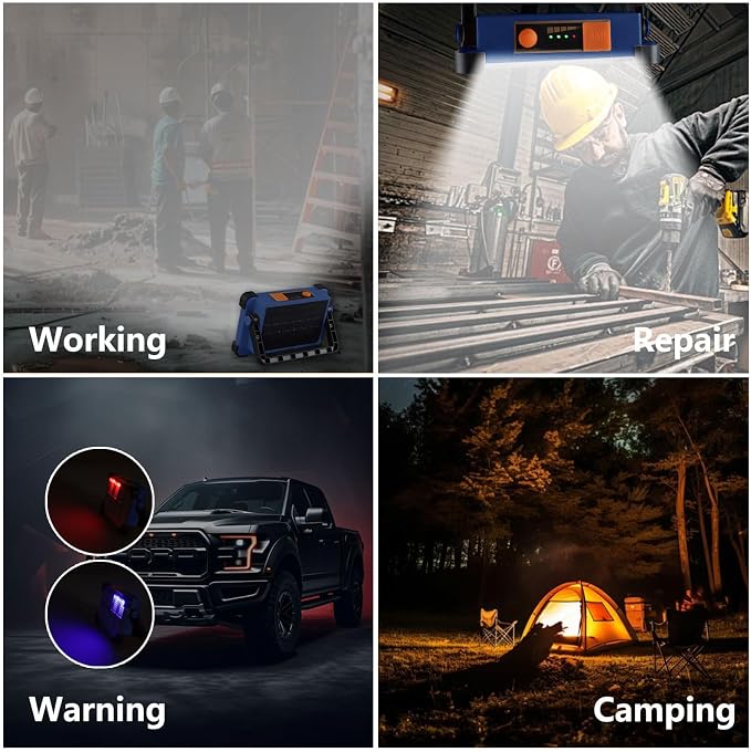 120W Solar Rechargeable Work Light, 144 LED Portable Flood Light - Image 8
