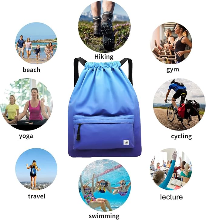 Waterproof Drawstring Bag, Gym Bag Sackpack Sports Beach Backpack - Image 4