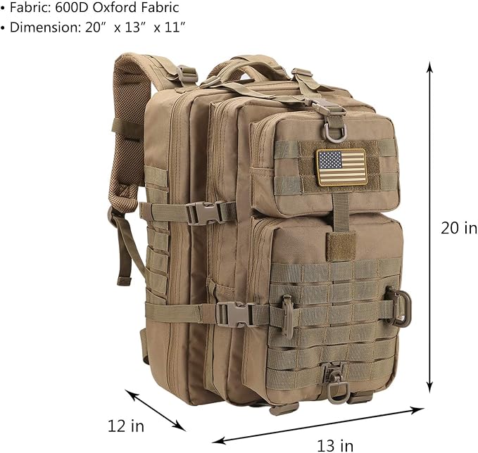 Hannibal Tactical MOLLE Assault Pack, Tactical Backpack Military Army Camping - Image 2