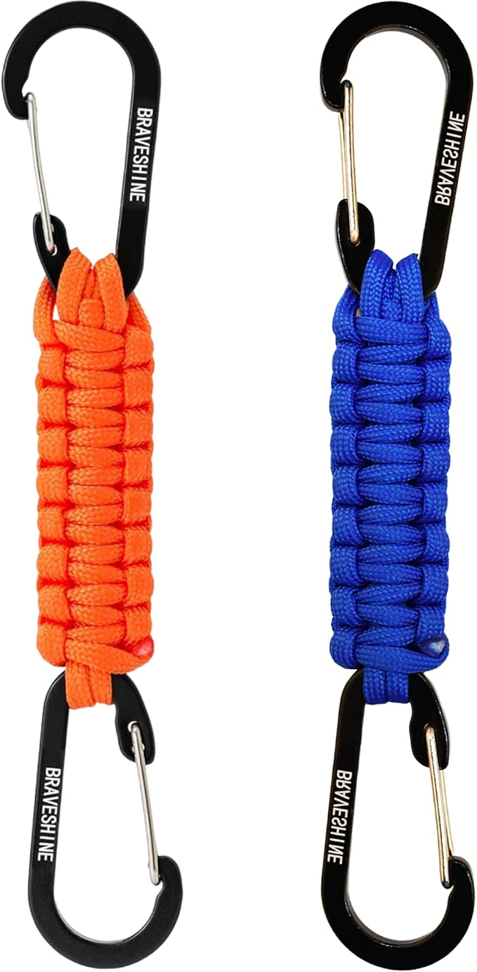 BRAVESHINE Paracord Keychain Carabiner Clip, D Ring Lanyard Hanger Stroller Hook by BRAVESHINE