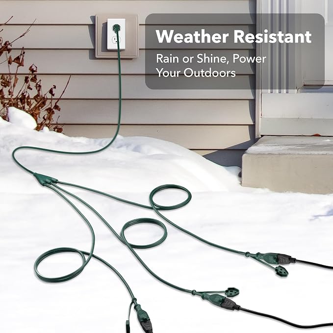 BN-LINK 1 to 3 Splitter Extension Cord, 24 ft End to End, 16/3 SJTW Weather - Image 7
