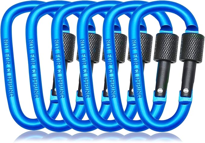 6 Pack Small Locking Carabiner, 3 Inch Aluminum D-Shape Snap Hook by MORNLIGHT