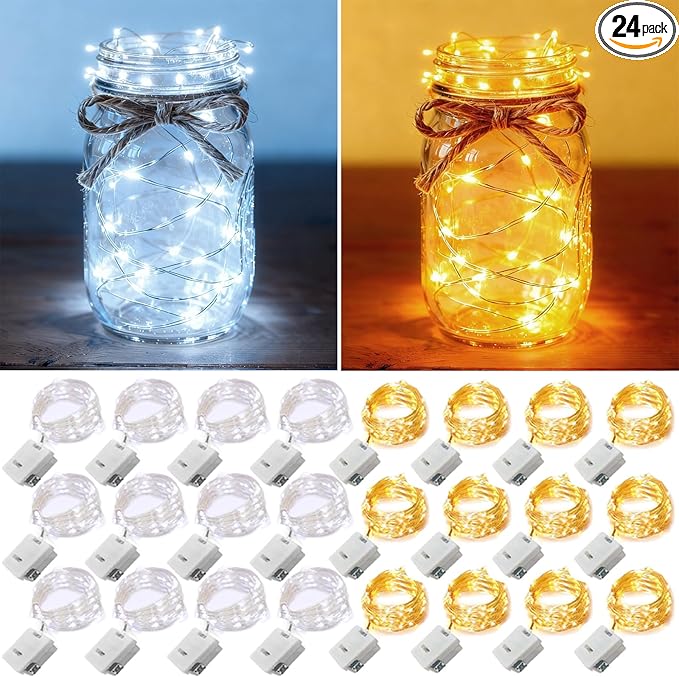 24 Pack Fairy Lights Battery Operated 7ft 20 LED Mini Twinkle String Lights by YOEEN