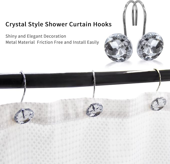 MitoVilla Silver Shower Curtain Hooks Rings, Rust Proof Shower Rings - Image 3