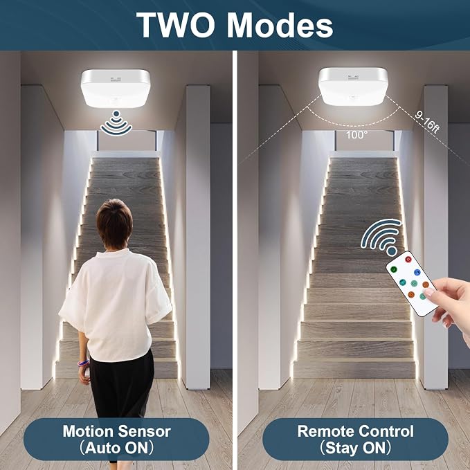 WhitePoplar Motion Sensor Rechargeable Ceiling Light Indoor - Image 3