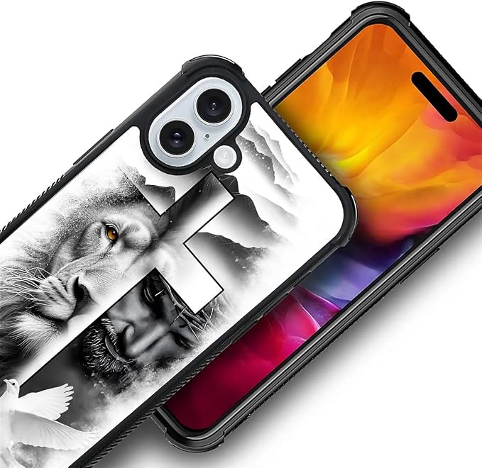 for iPhone 16 Case, Lion Cross Jesus Christ Dove Pattern Graphic Design Girl - Image 3