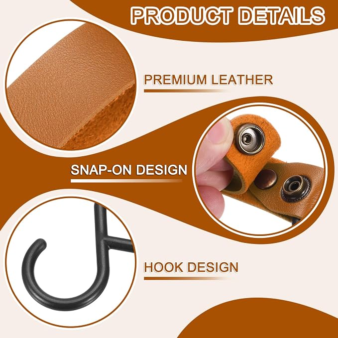 uxcell 5pcs PU Leather Hooks, S-Shape Hooks - Image 3