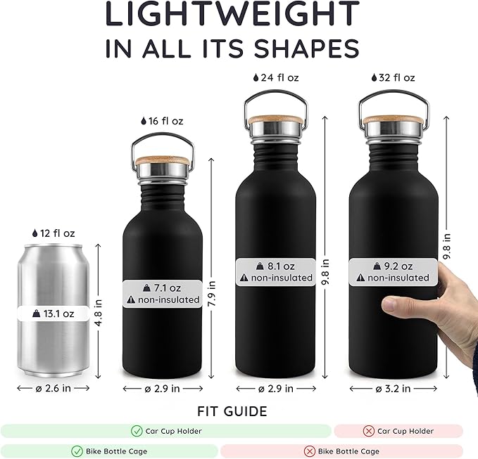 Bambaw 16 oz Stainless Steel Water Bottle, Dishwasher Safe, No Straw - Image 5