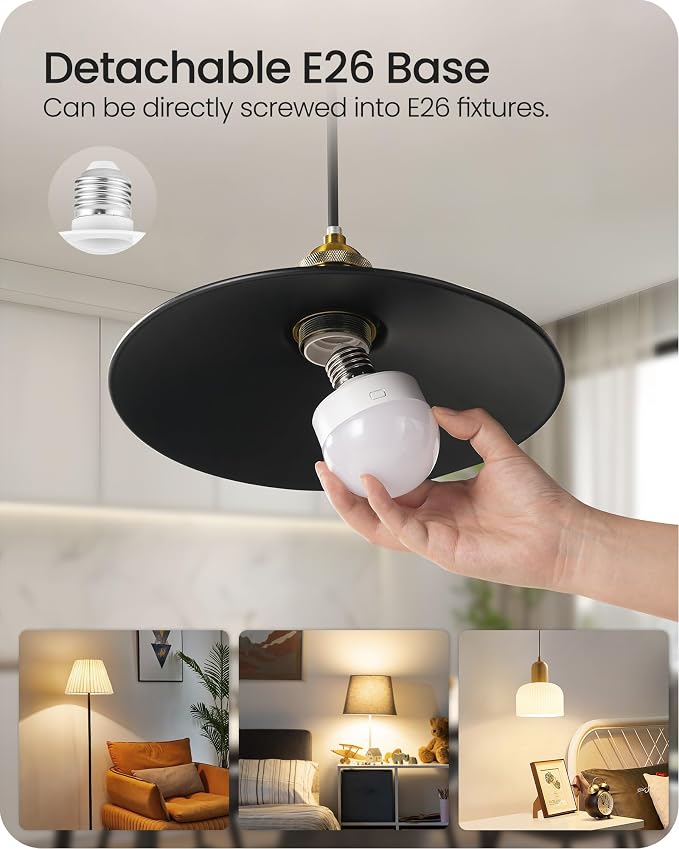 Rechargeable Light Bulbs with Remote Control 4 Packs, Battery Operated Light - Image 8