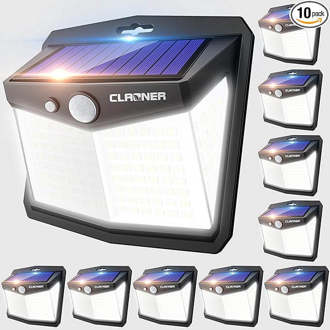 CLAONER Solar Lights Outdoor, Motion Sensor Lights 3 Working Modes by Claoner