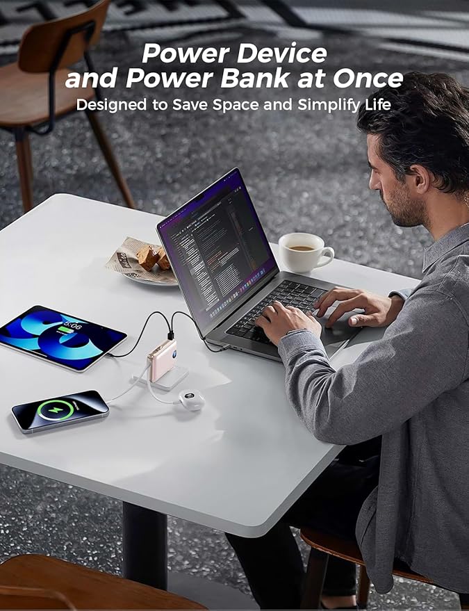 Portable Charger with Built-in Cables & Wall Plug, 10000mAh Power Bank - Image 6