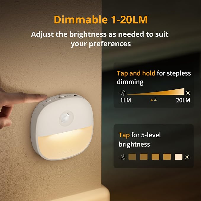 Lyridz Rechargeable Night Light, Motion Sensor Battery Nightlight, Mini - Image 4