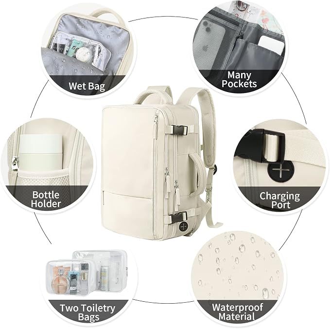 Hanples Travel Backpack for Women Men Large Carry On Person Item Flight - Image 6