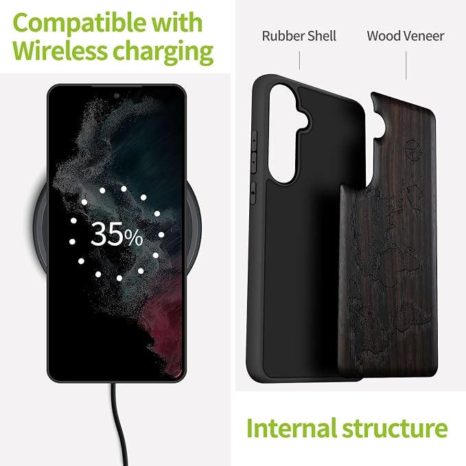 Carveit Wood Case for Galaxy S24 Plus Case Shockproof Protective Cover Unique - Image 5