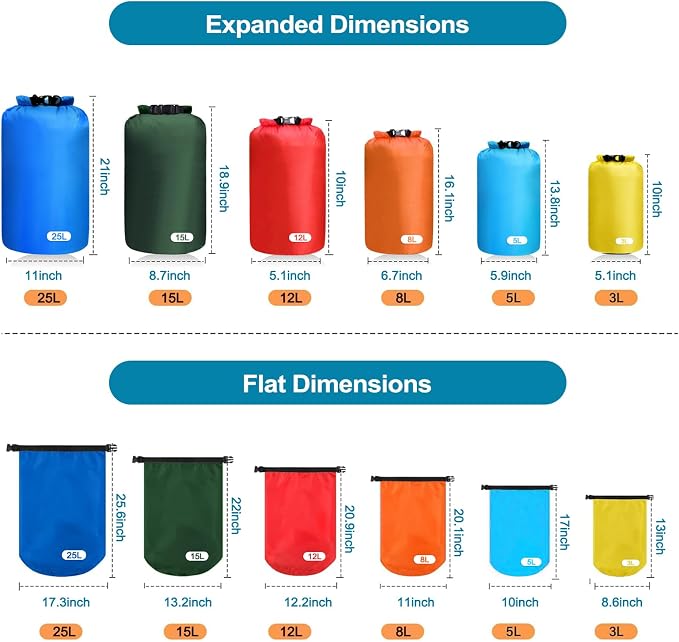 6PCS Dry Bags Waterproof, Lightweight Dry Bags - Image 2