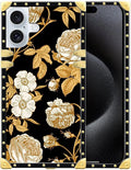 Compatible with iPhone 16 Plus Case, Blooming Rose Golden Flower Luxury Golden by Unknown