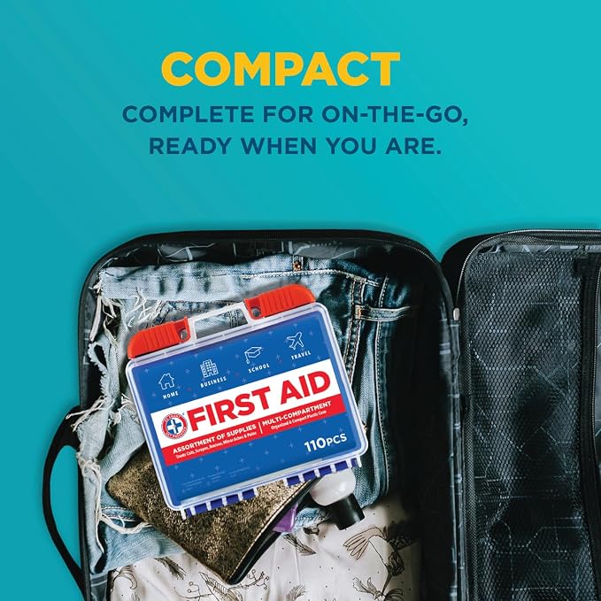 Be Smart Get Prepared 110 pc First Aid Kit: Clean, Protect Minor Cuts, Camping - Image 8