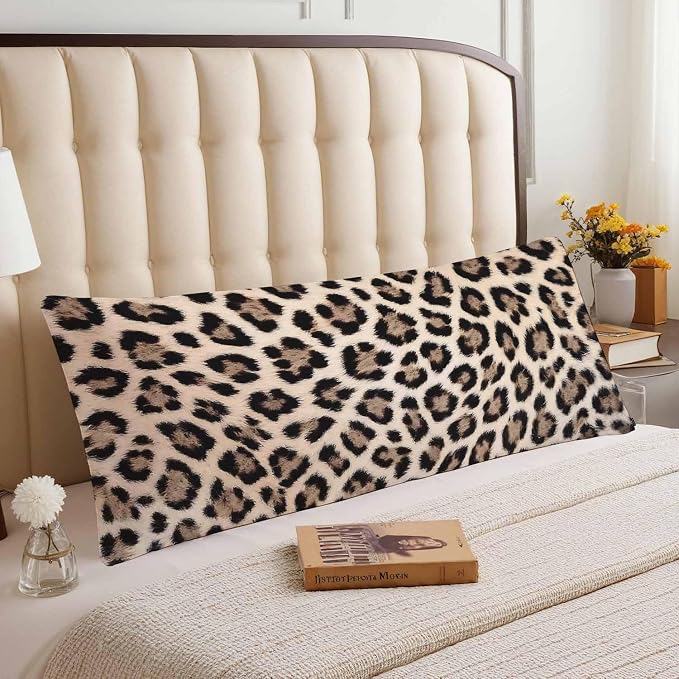 Body Pillowcases with Zipper Leopard Print Cozy Body Pillow Covers Cushion - Image 3