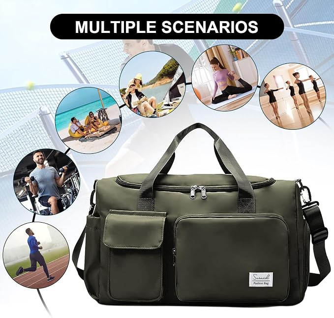 Suruid Gym Bag for Women Men, Travel Duffle Bag Large Capacity Carry On - Image 7