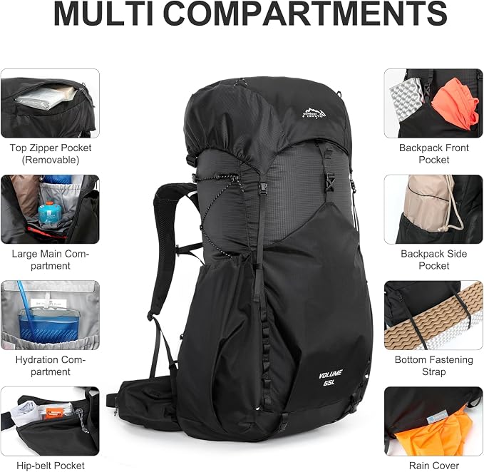 IX INOXTO 55L Internal Frame Waterproof Hiking Camping Backpack - Image 4
