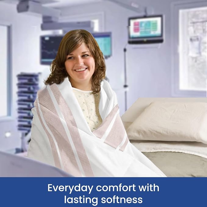 Linteum Textile Cotton Blended Hospital Patient Bath Blanket, Bed Bath Sheet - Image 4