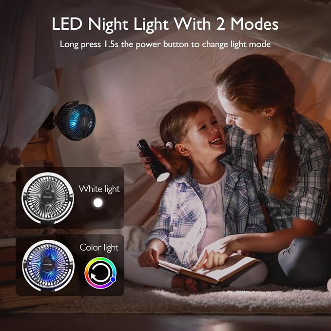 Momcozy 8000mAh Portable Stroller Fan | 27H Ultra-long Battery Life | - Image 6