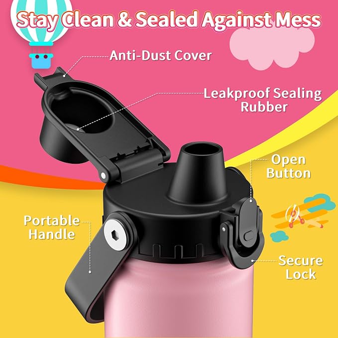 baab 18oz Kids Water Bottle, Insulated Kids Water Bottle - Image 3