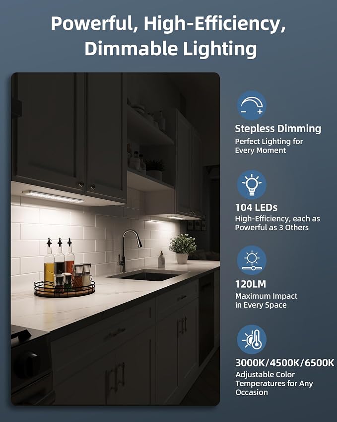 14.5-inch Under Cabinet Lights, Wireless Closet Light, Motion Sensor, 3500mAh - Image 2