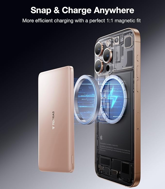 TORRAS MiniMag Power Bank, Ultra Slim 5, 000mAh Wireless Portable Charger - Image 5
