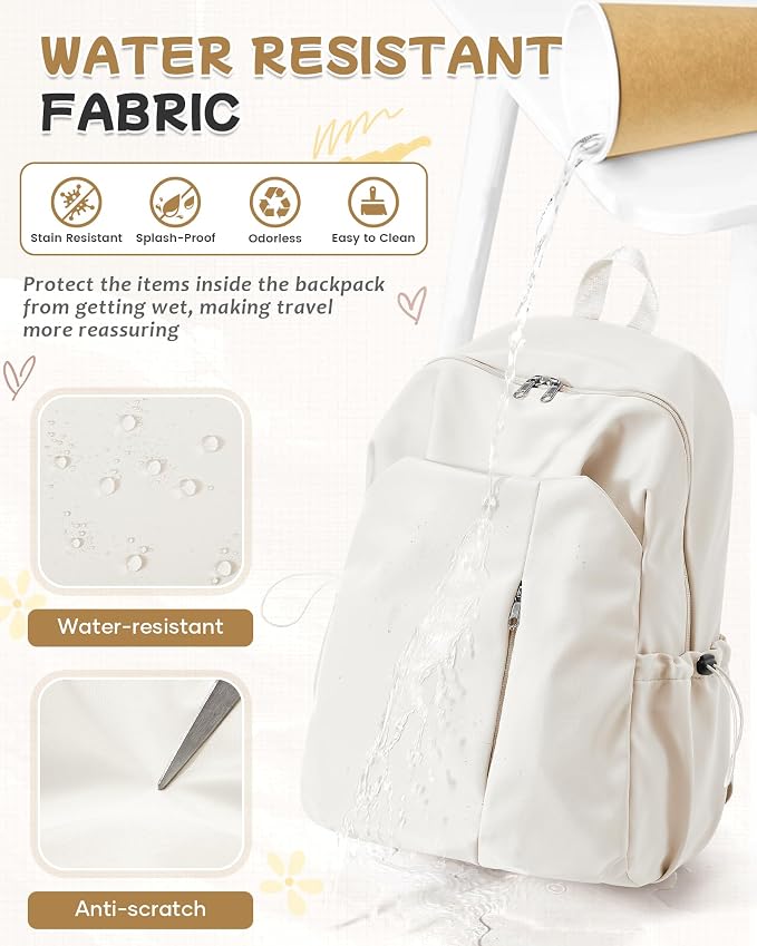 SEAFEW Beige School Backpack for Girls Women Waterproof High School Book Bag - Image 7