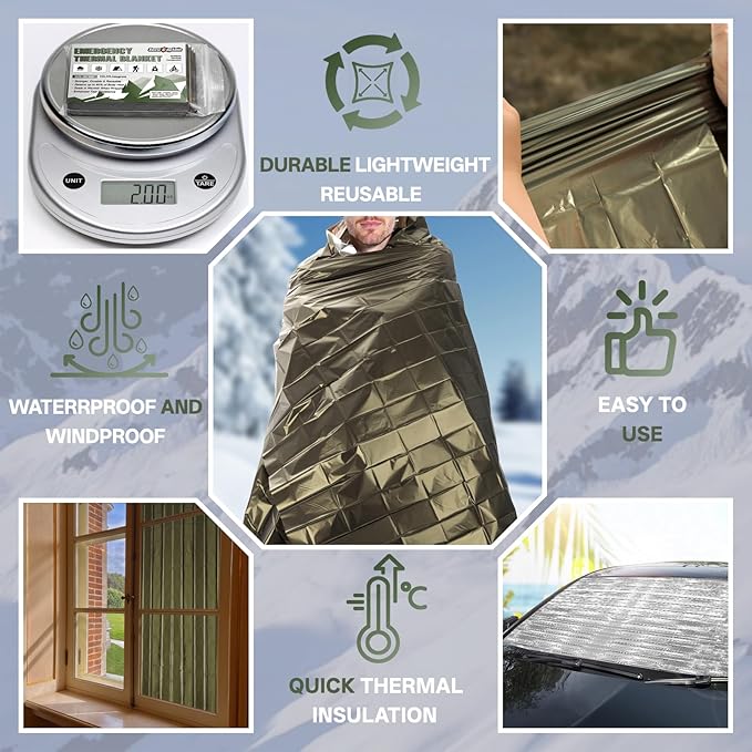SecuCaptain Survival Emergency Thermal Blankets: Extra Large 84” x63” Space - Image 4