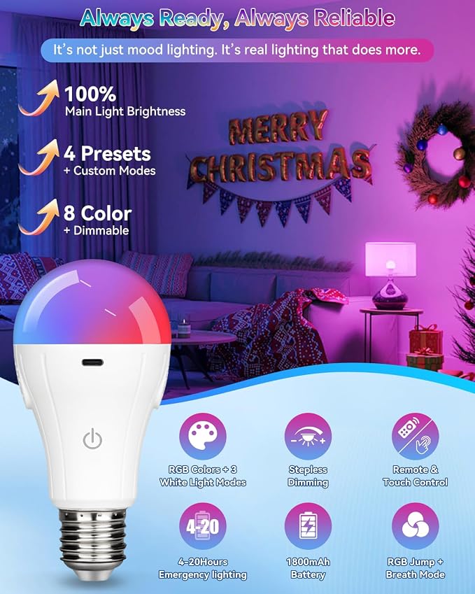 RGB WirelessGlow Rechargeable Light Bulbs - Image 2