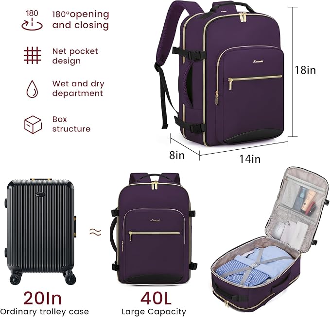 LOVEVOOK 40L Large Travel Backpack - Image 3