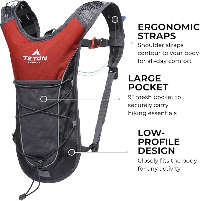 Teton Oasis/Trailrunner Hydration Backpack – Lightweight Water Pack - Image 2