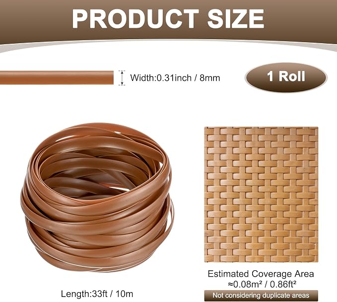 M METERXITY 1-Pack Wicker Repair Kit, 8mm x 33ft/10m Plastic Flat Rattan - Image 3