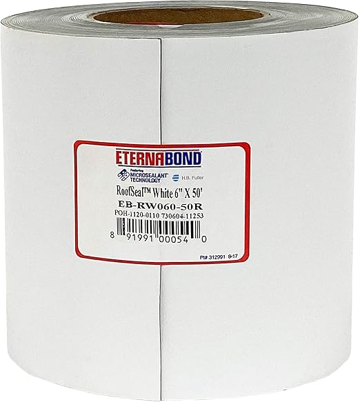 EternaBond RoofSeal White 6" x50' MicroSealant UV Stable RV Roof Seal Repair by ETERNABOND