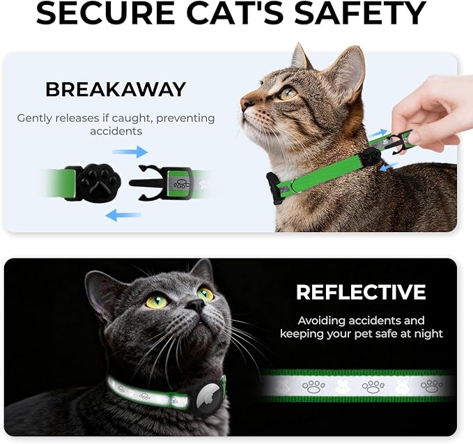 Breakaway AirTag Cat Collar, Reflective Cat Tracker Collar - Image 2