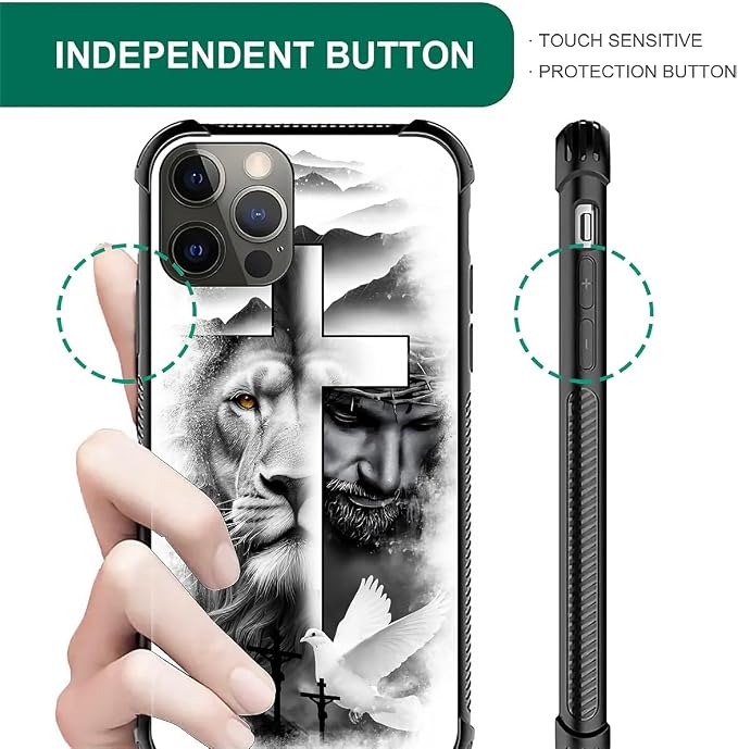 for iPhone 11 Pro Case, Lion Cross Jesus Christ Dove Pattern Made of Soft - Image 3