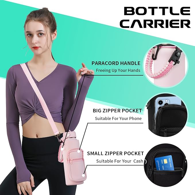 32 OZ Water Bottles with Straw, Storage Carrier Bag, Paracord Handle & Chug Lid - Image 6