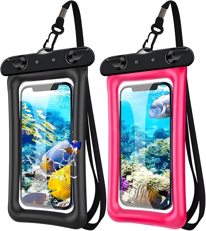 2 Pack Waterproof Floating Phone Pouch IPX8 Floatable Waterproof Phone Case by AXIIJGL