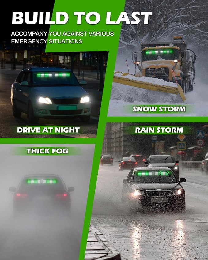HLauto 604N Emergency Dash Strobe Lights: 2x16.8 inch Green White Security - Image 8