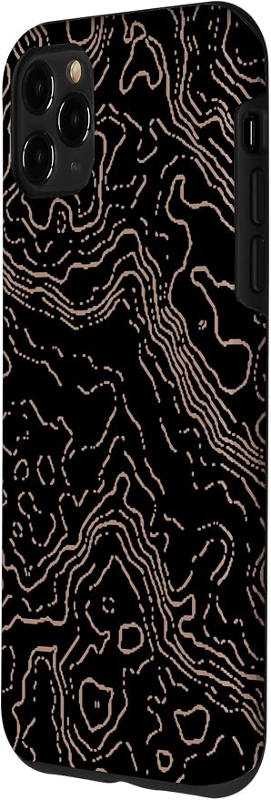 Topography Black & Brown Abstract Pattern Topographic Map Case - Image 2
