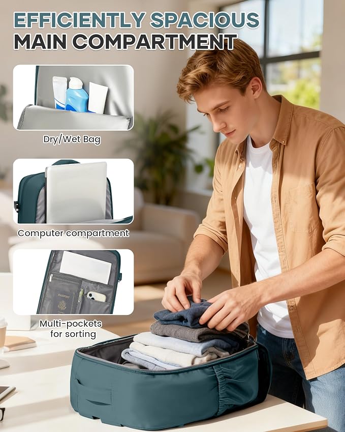 WONHOX Large Travel Backpack Carry on Flight Approved Laptop Work Business - Image 6