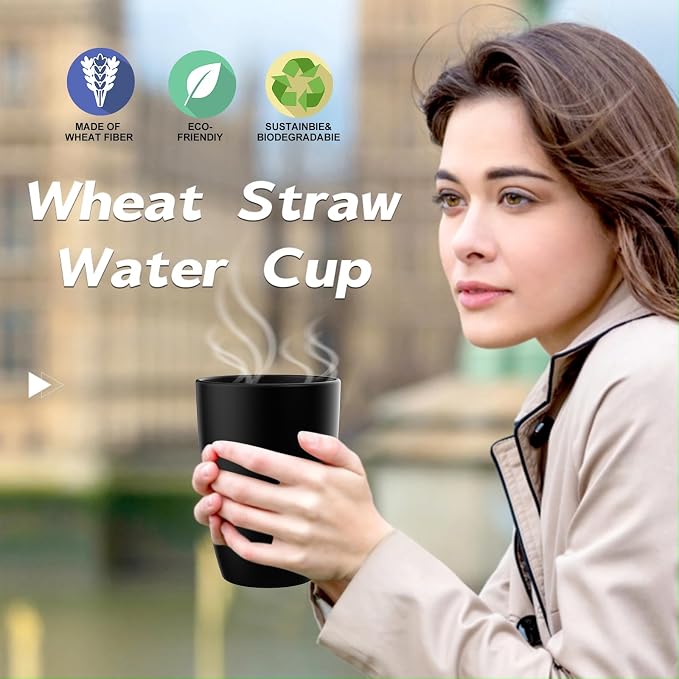 Wrova Wheat Straw Cups 6 PCS Good Alternative to Plastic Reusable Cups 20 oz - Image 6