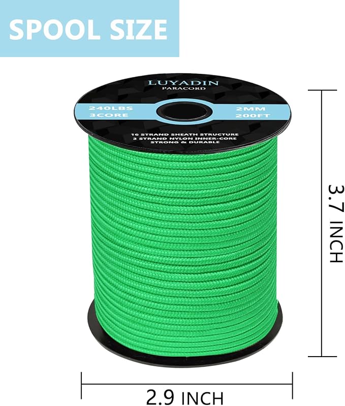 Paracord 240lb - Diameter 2mm Micro Utility Cord -3 Strand Parachute Spool Cord - Image 2